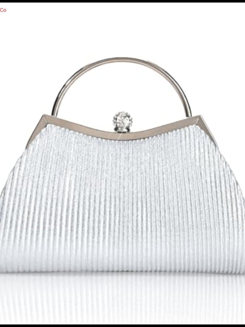 Glitter Pleated Evening Clutch with Detachable Chain Strap